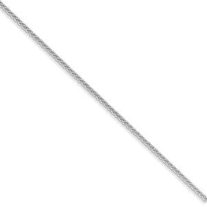 1mm 14k White Gold Solid Wheat Chain Necklace, 16 Inch